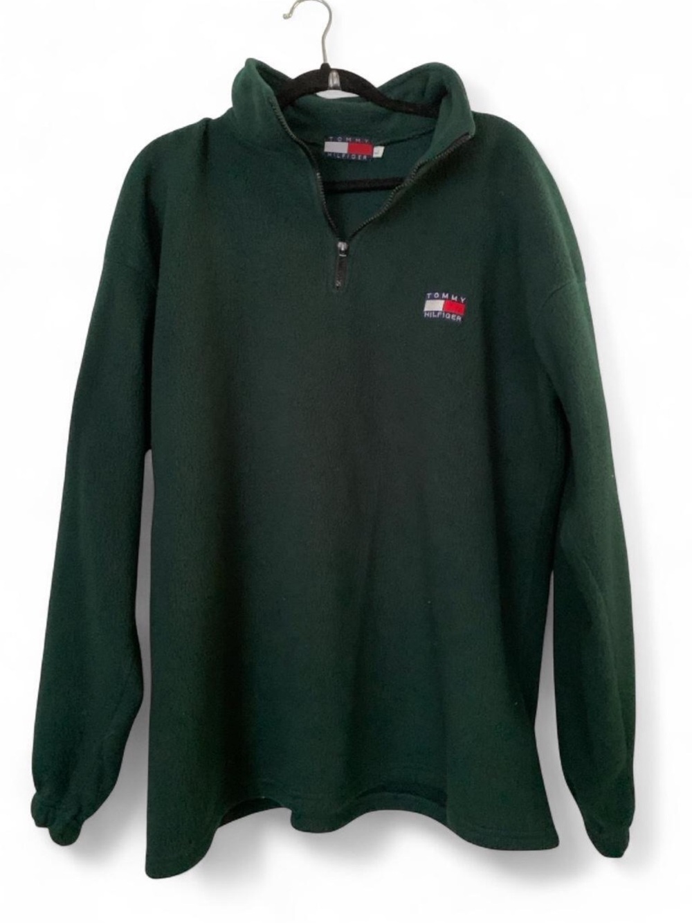 Tommy Hilfiger Men’s Dark Green Half-Zip Fleece Pullover